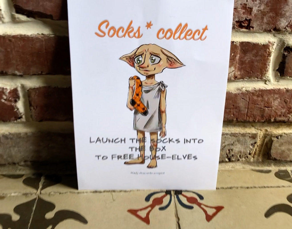 Socks collect for house elf poster for harry Potter treasure hunt